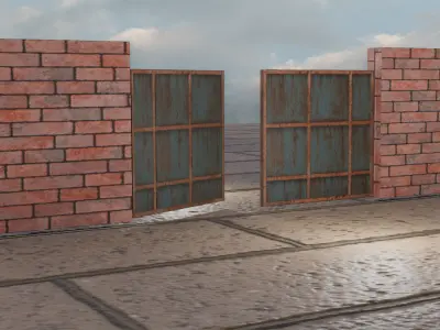 Rusty Industrial Gate  Game Ready Low Poly 3D Model Free low-poly 3D model