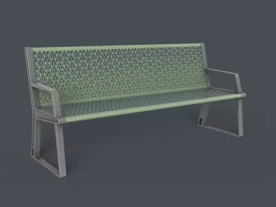 Metal Modern Bench 10 PBR Game Ready Low-poly 3D model