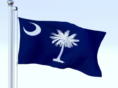 Animated South Carolina Flag Low-poly 3D model
