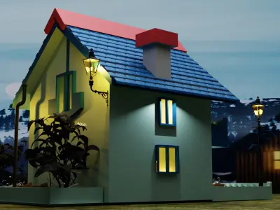 Cartoon House 3D model 4