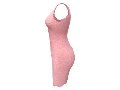 Lacy Pink Dress Low-poly 3D model
