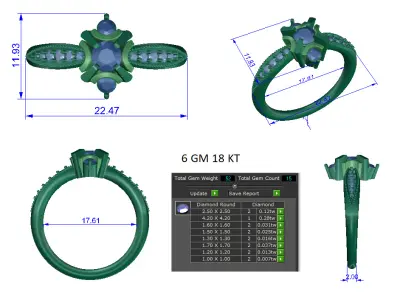Women Ring  Render 3dm STL OBJ FBX Details 3D print model 387