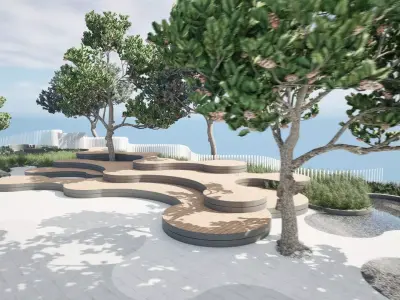 Realistic Park 3D Scene Low-poly 3D model