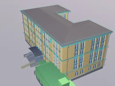 School building Low-poly 3D model order
