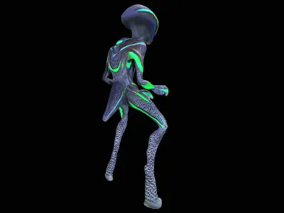 Rigged Alien Creature Animated Low-poly 3D model