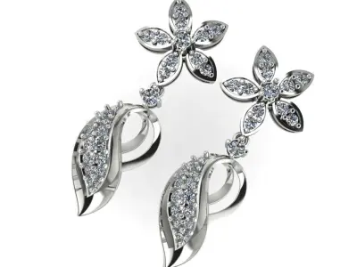 light Wight white gold diamond Earring-Nk-65ER 3D print model