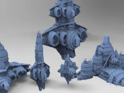 Star Freighter Grand battleship 5 designs  3D model