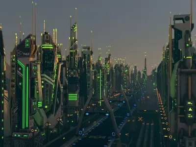 Mega Sci-Fi City Package Low-poly 3D model