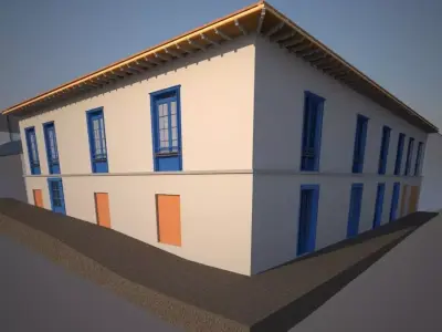 Colonial House in the city 3D model