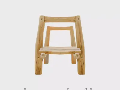 Simple Wooden Footbridge with Robust Design Low-poly 3D model