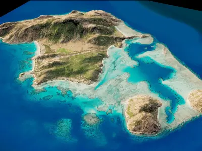 Lizard Island full 3d model terrain Low-poly 3D model