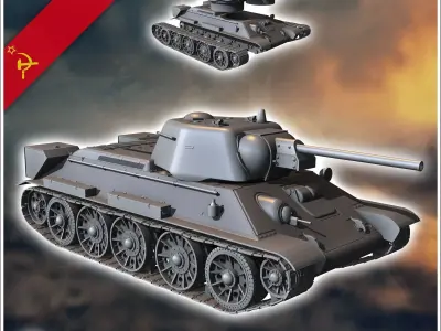 T-34-76 1943 ChTz - Soviet army WW2 Second World East front Ostf 3D print model