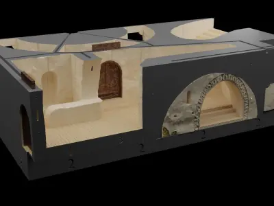 Jabbas Throne Room - Set 6 - Main Entrance 1-6 scale Hottoys 3D print model