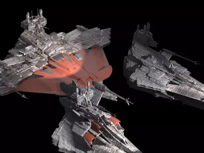 Heavy Space Carrier Ships 3 designs 3D model