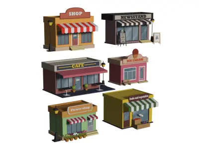 building cartoon  Low-poly 3D model