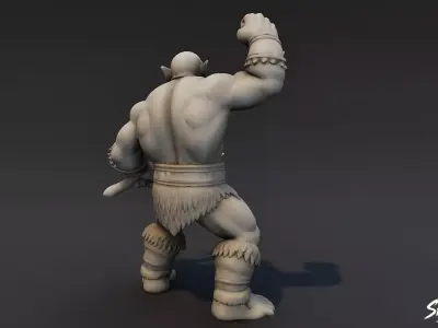 Ogre Warrior Victory Pose Statue Low-poly 3D model