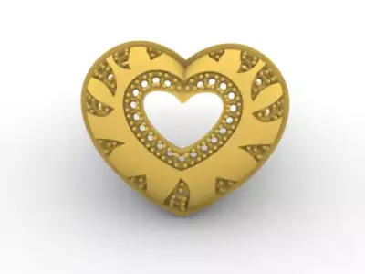 Heart Jewel Flames  3D print model