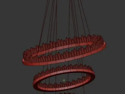 Randall chandelier with three rings hanging from ceiling 3D model