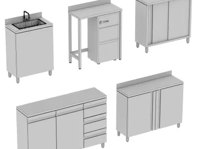 Restaurant Technology Zone Set Low-poly 3D model