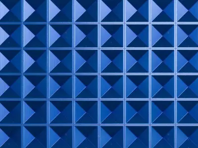 Modern Glossy Cerulean Blue Geometric Pyramid Tiles PBR Seamless Texture