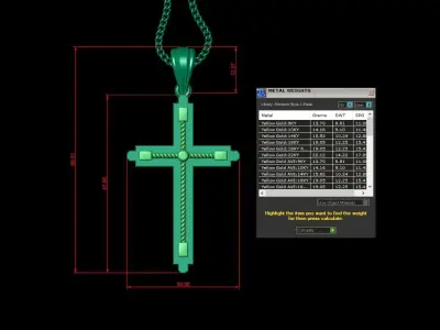 High Cross Pendant Light Gold 18K 4CP072 3D print model