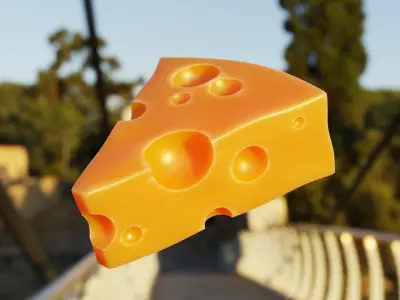 Realistic Swiss Cheese Slice - Procedural 3D Model 3D model