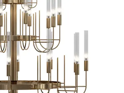 Luxxu chandelier in brass and glass 3D model