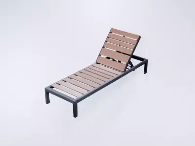 Low Poly Outdoor Lounger -  Modern Garden Relaxation Asset 3D model