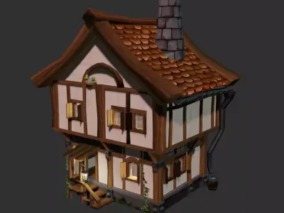 Stylized house Low-poly 3D model