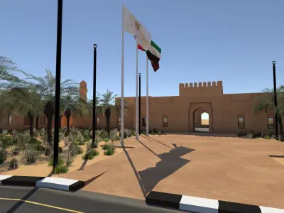 Desert hotel Low-poly 3D model