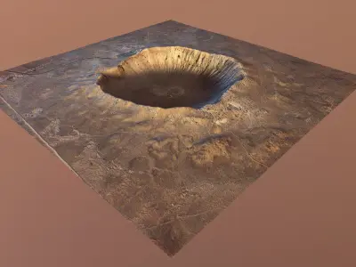 Barringer Crater Meteorite Crater Desert Dunes Rocks Terrain  Low-poly 3D model