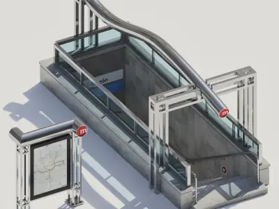 Subway station entrance 3D model