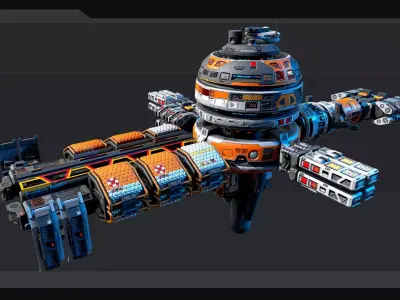 SF MODULAR Orbital Station - EX7 Low-poly 3D model