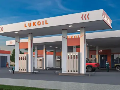 lukoil gas station Low-poly 3D model