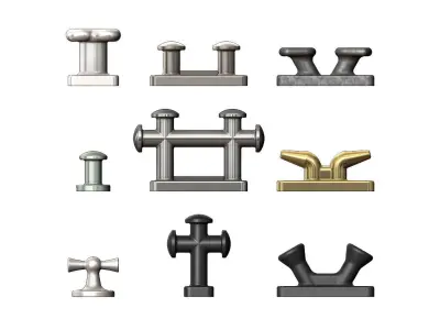 Mini set of shipyard bollards 3D print model