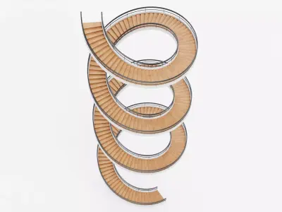 Spiral Staircase V2 - Modern Interior Stairs Low-poly 3D model