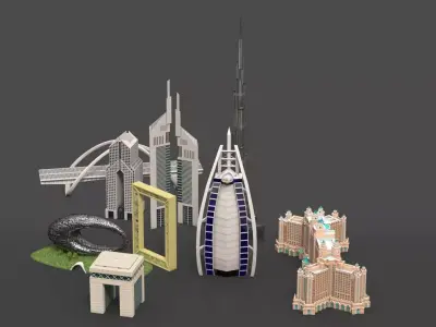 Dubai Landmark 3D Bundle Modern and Iconic Architecture 3D Model Pack