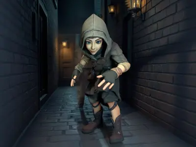Short Halfling Thief One 3D Character - Rigged And Animated Low-poly 3D model