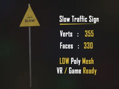 Slow Traffic Sign  Free low-poly 3D model