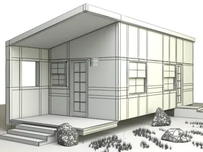 3d House Model tiny in woods 3D model