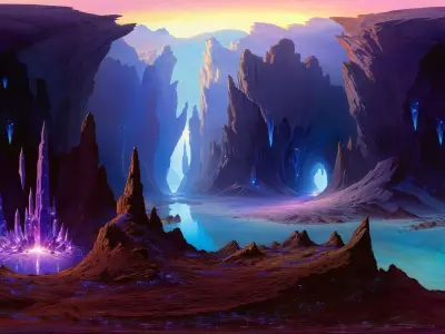 8K HDR Shimmering Crystal Cavern Background 3D model