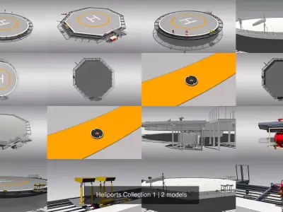 Heliports Collection 1 3D Model Pack