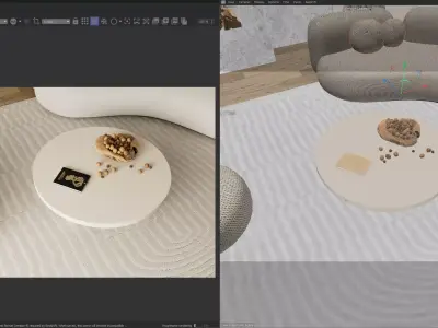 Cozy Minimalist Japandi Living Room Interior 3D model