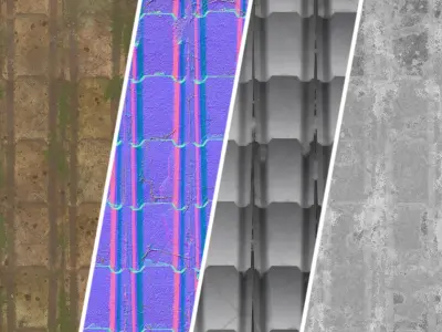 Roof Tile Materials 109- Concrete Roofing - Sbsar Seamless Pbr Texture