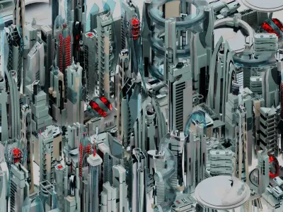 35 Futuristic Buildings VOL 2 Low-poly 3D model