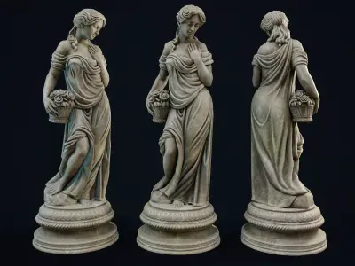 Garden Statue 5 PBR Low-poly 3D model