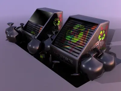 Sci-Fi Trash props Low-poly 3D model