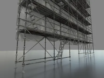 Scaffolding and tarpaulin 3D model