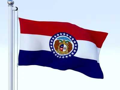 Animated Missouri Flag Low-poly 3D model