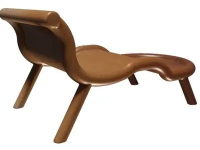 Wooden Lounge Chair Low-poly 3D model